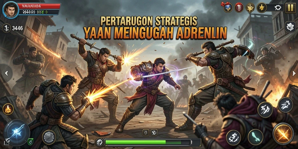 Tangkapan layar menunjukkan aksi intens di gameplay strategi.