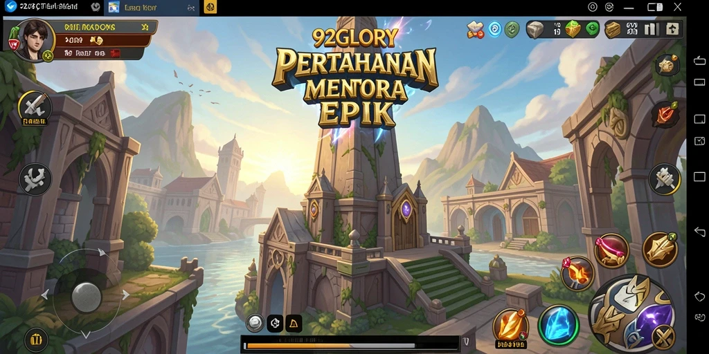 Screenshot gameplay menampilkan aksi mendebarkan di <strong>92GLORY</strong> dengan menara yang berfungsi dan musuh yang menyerang.