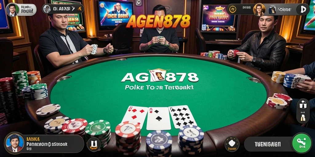 Tangkapan layar gameplay AGEN878 menunjukkan aksi poker yang mendebarkan.