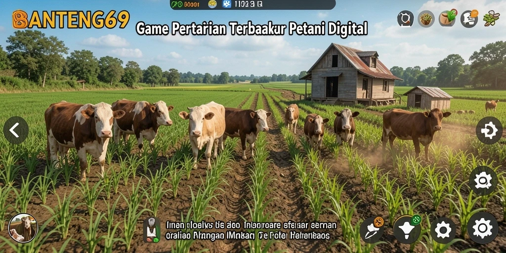 Screenshot gameplay BANTENG69 menampilkan kegiatan bertani yang seru dan menyenangkan.