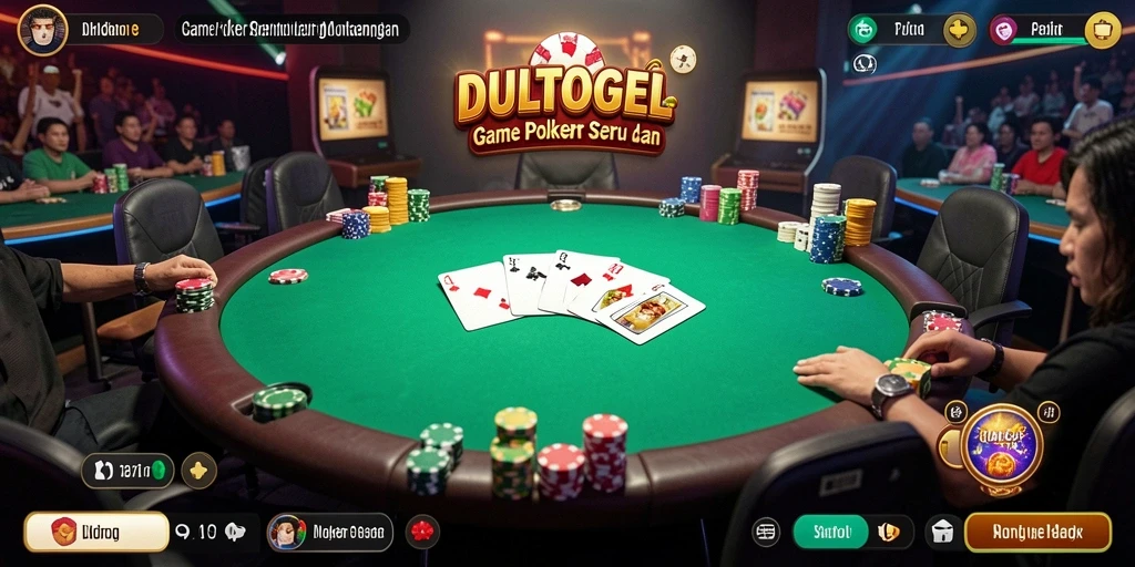 Menampilkan gameplay seru permainan Poker di DULTOGEL.