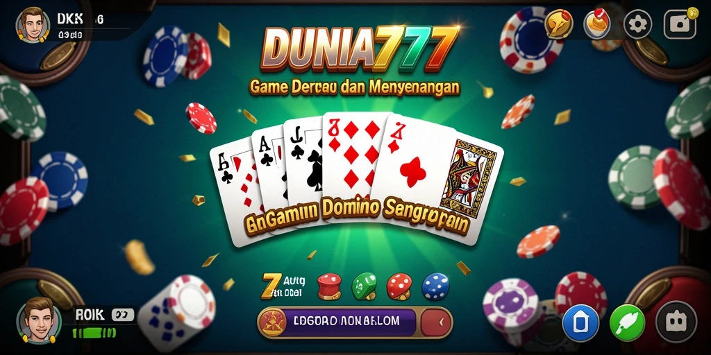 Screenshot DUNIA777 menunjukkan gameplay seru permainan domino.