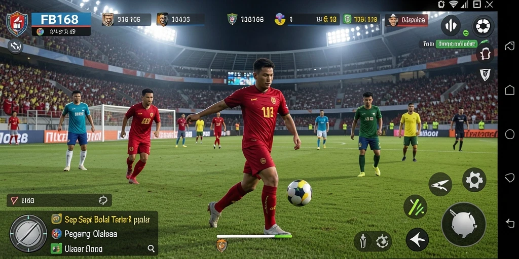 Tampilan gameplay FB168 yang penuh aksi dan strategi sepak bola.