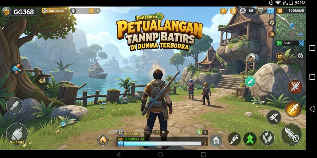 Screenshot gameplay GG368 menampilkan petualangan epik di dunia terbuka.