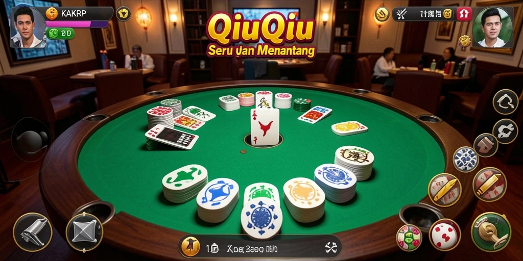Tampilan gameplay KAKRP dengan kartu QiuQiu yang menawan.