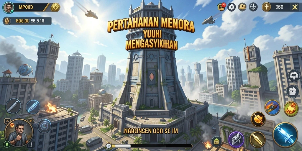 Tampilan gameplay MPOID dengan pertarungan Tower Defense yang menegangkan.