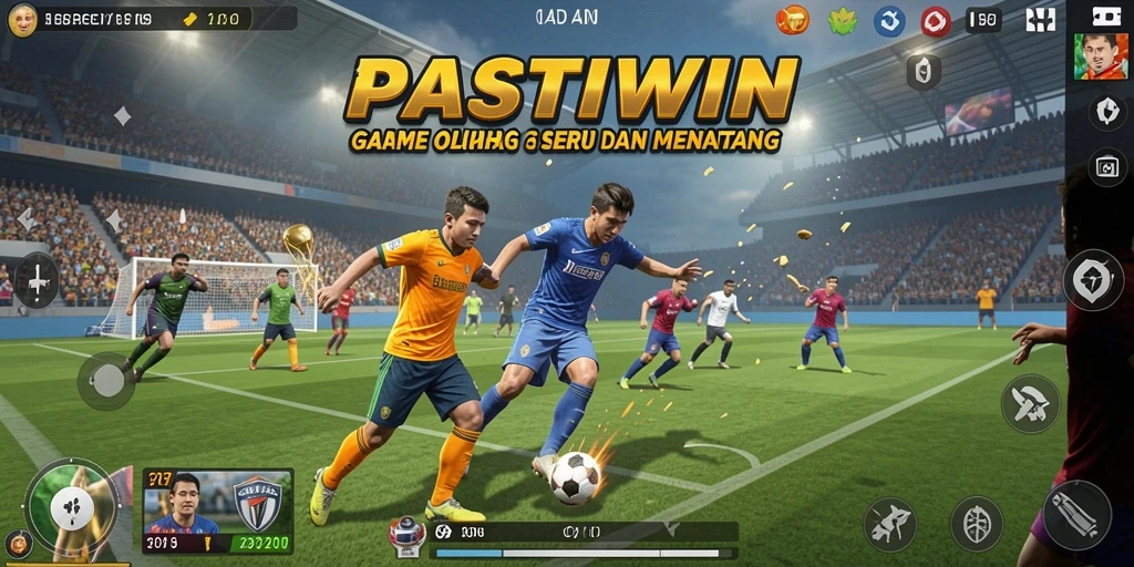 Tampilan gameplay menakjubkan dari PASTIWIN di dalam arena olahraga.