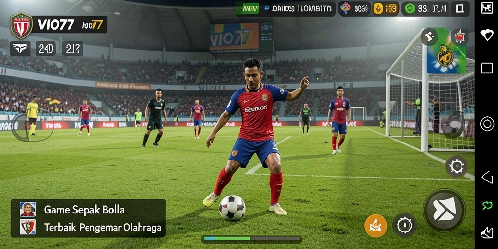 Tampilan gameplay VIO77 yang mengesankan dengan aksi sepak bola.