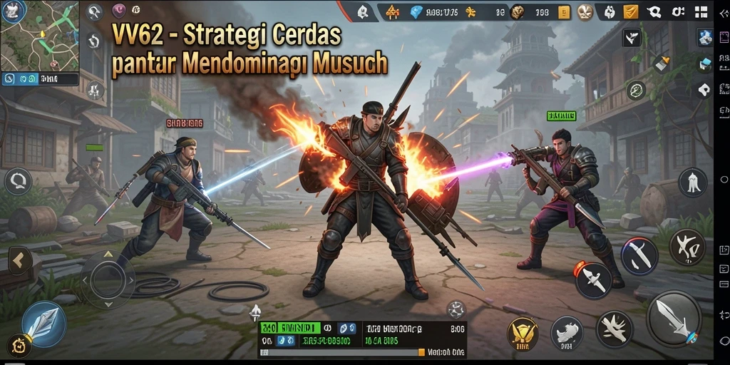 Screenshot gameplay VV62 menampilkan aksi strategi yang mendebarkan.